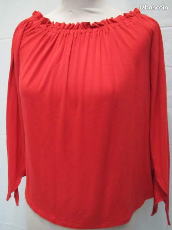 Cache cache top blouse encolure élastiquée T 36 (image 2)
