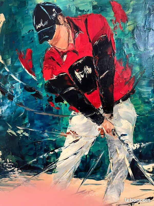 : Tableau peinture à l’huile – Golfeur (œuvre originale) par l’artiste Sonia Paul (image 1)