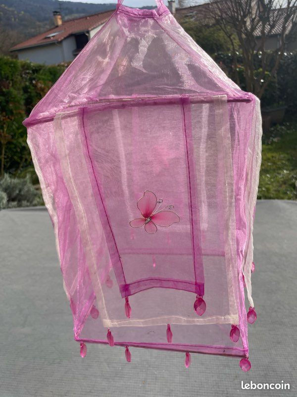 Abat-jour Vintage En Tissu Rose - 16" Bas, 10" Haut - Non Doublé (Royaume-Uni)