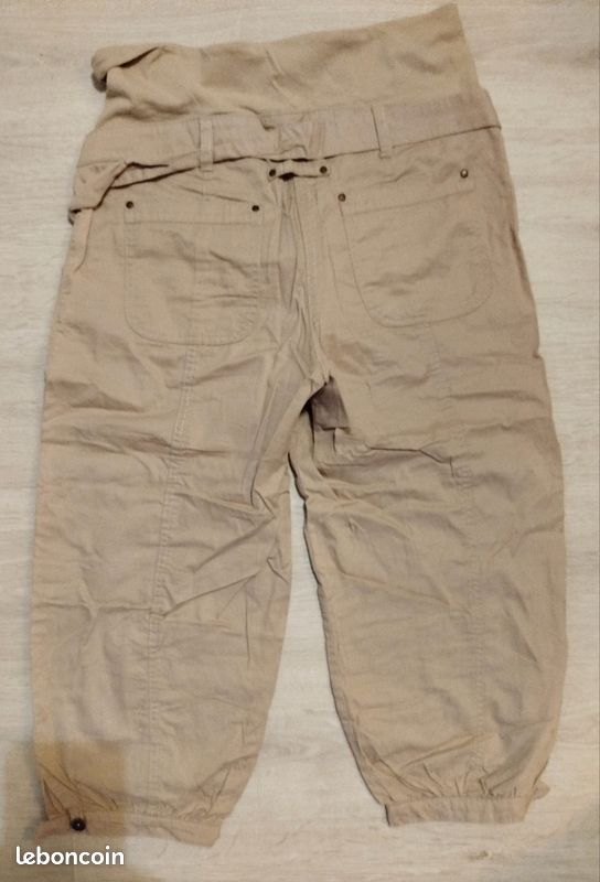 JG36 Pantacourt grossesse maternité marron beige taille 40 la