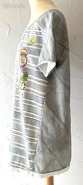 T-shirt Rayé Elisa Cavaletti Taille XXL/48 - Bleu - En Rayonne Et Coton - Italie