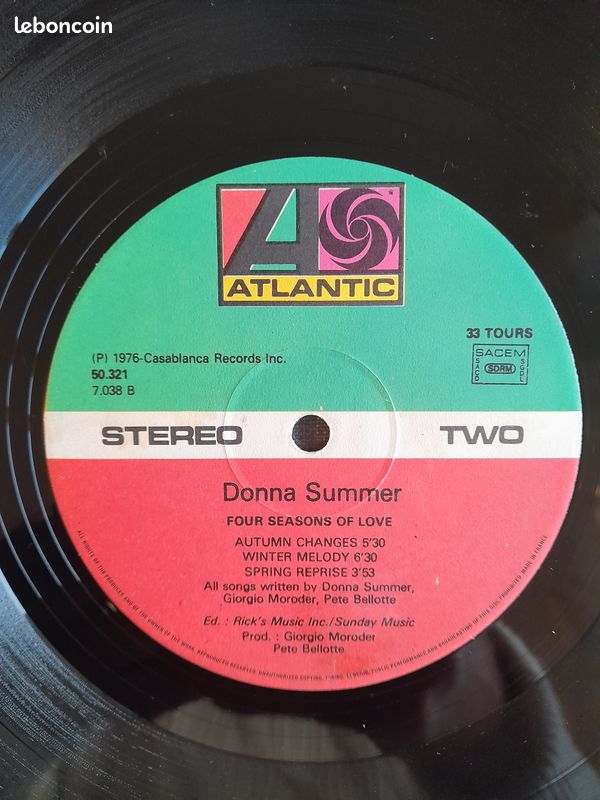 DISQUE VINYLE Donna Summer – Four Seasons Of Love (France, 1976) Atlantic – 50.321 (image 3)