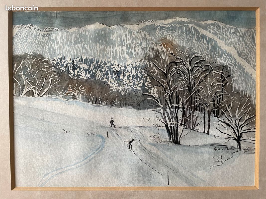Tableau Aquarelle Paysage de neige (image 4)