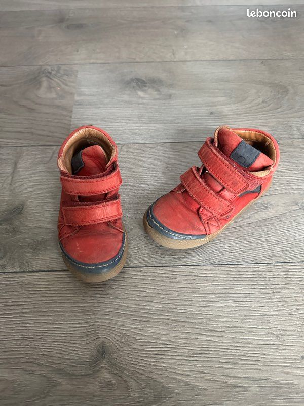 Chaussures montantes scratchs Norvik cuir rouge – 27 (image 1)
