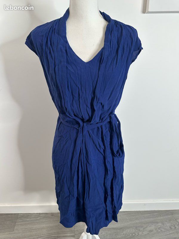 Robe Sud Express Taille 36 Bleu Marine, Style Marin évasé, Genoux, Très Bon état