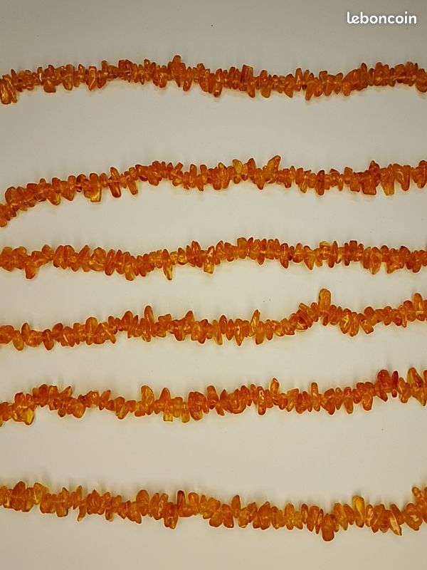 Sautoir Vintage En Ambre De La Baltique - Ambre Laiteux Jaune Orangé, Naturel, Occasion