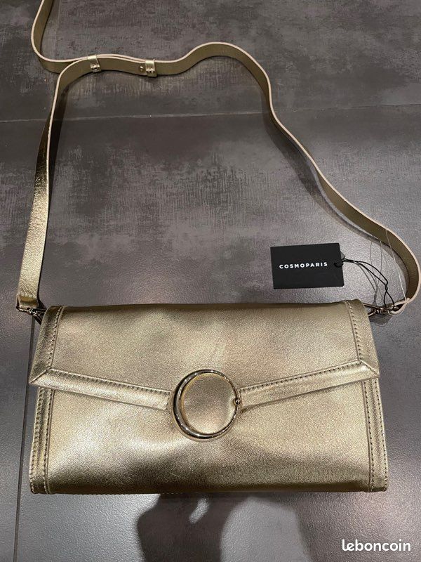 Sac à main à bandoulière neuf Cosmoparis cuir doré (image 1)