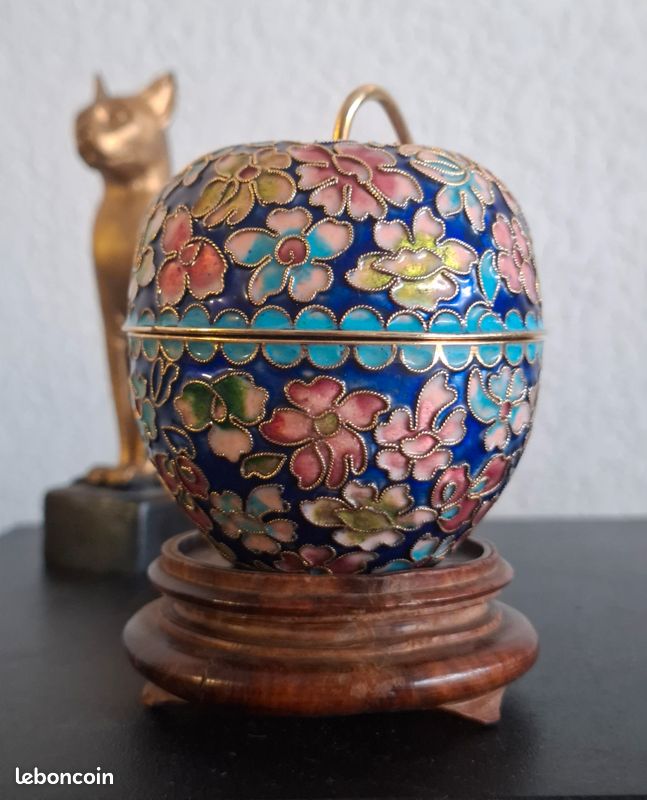 Boîte en émail cloisonné en forme de pomme 🍏 (image 4)
