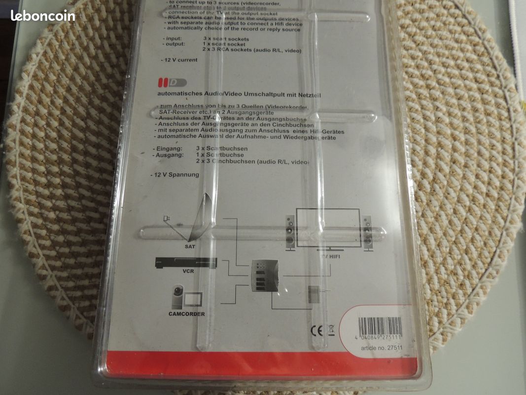 Commutateur Péritel automatique Switchbox 27511 – 3 entrées SCART – Neuf sous blister (image 2)
