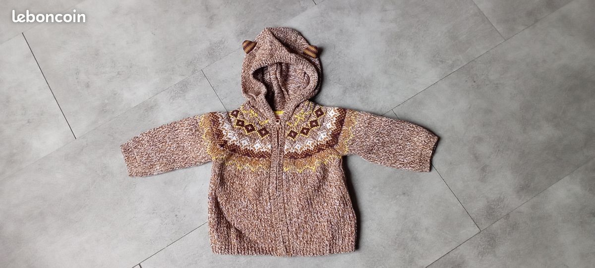 Gilet zippé à capuche garçon DPAM 18 mois (image 1)