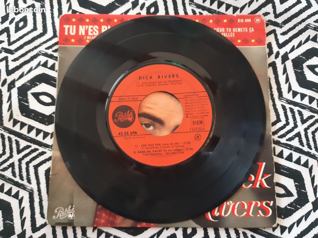 Disque vinyle Dick Rivers "Tu n'es plus la" 45T (image 3)