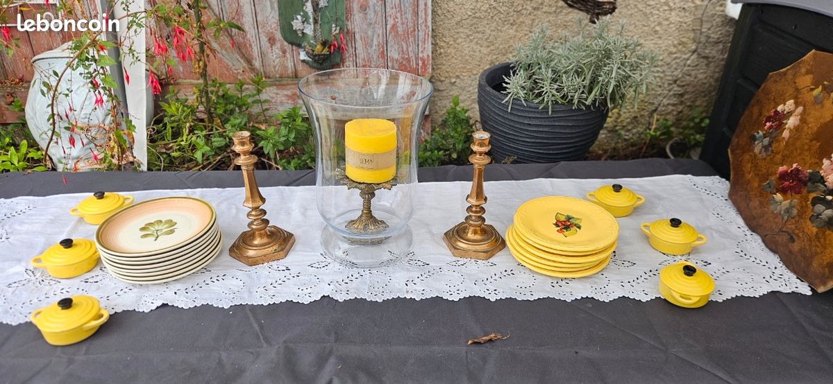 Lot de 6 assiettes à dessert ou à brunch décor cerise en faïence italienne (image 1)