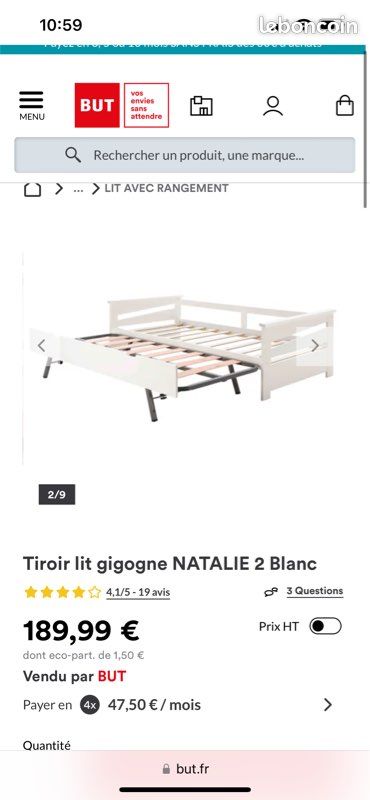 Lit gigogne but avec tiroir sommier (image 2)