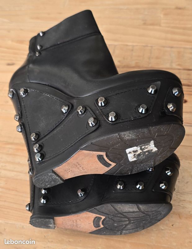 Bottes Gianmarco Lorenzi En Daim Noir - Pointure 36,5/37,5 - Talon Très Haut (>10cm) - Occasion, Authentique, Superbe état