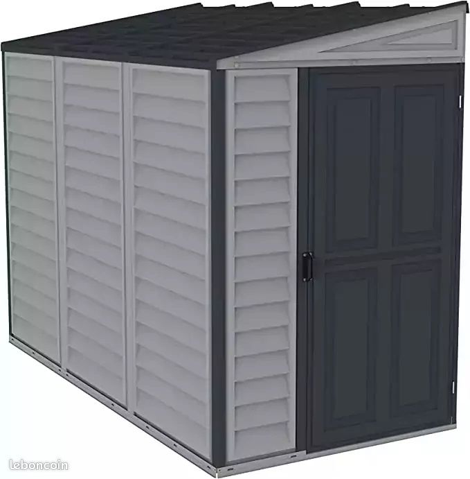 Abri Jardin PVC Adossable Gris Abri PVC Monopente + Kit Fondation (image 4)