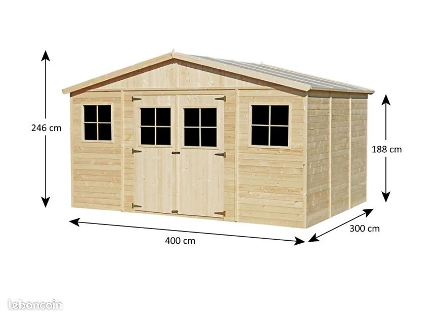 Abri de jardin 14,77 m² en pin du nord FSC Abri jardin bois (image 4)
