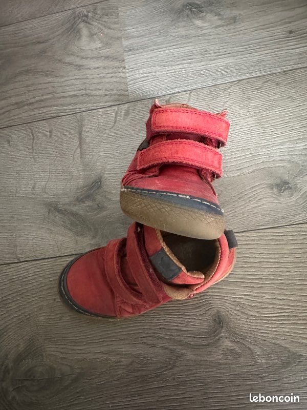 Chaussures montantes scratchs Norvik cuir rouge – 27 (image 5)