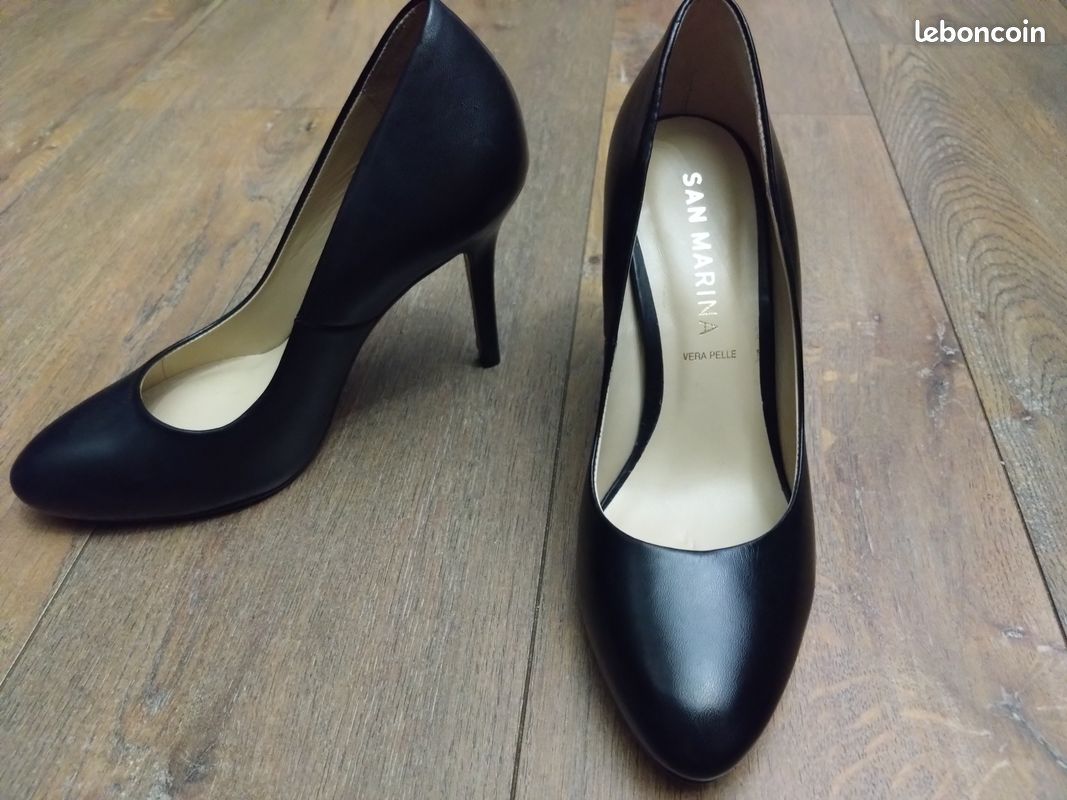 Escarpins San Marina Noir Et Blanc Taille 37 - Talons, Thème Marin, Très Bon état