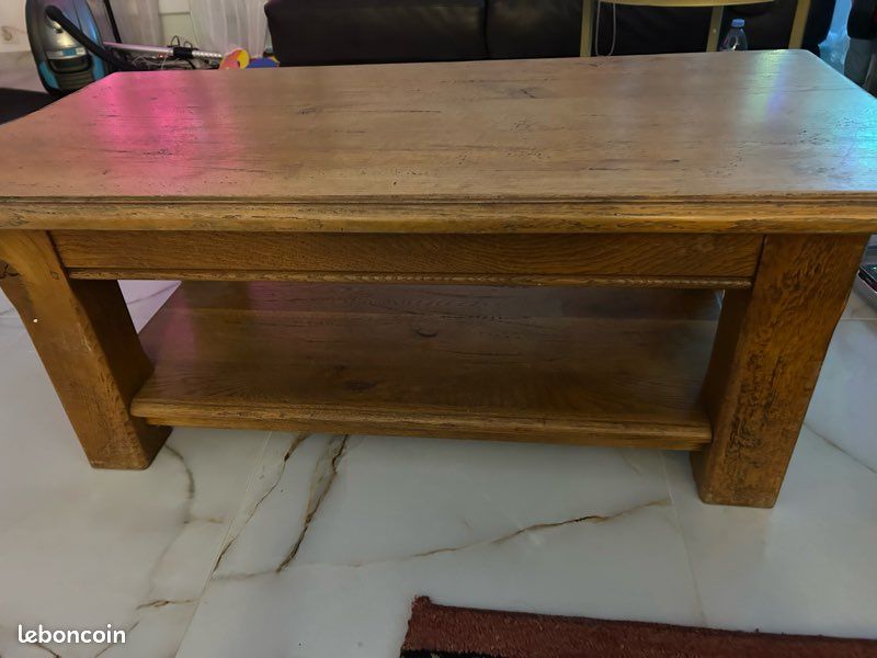 Table basse chêne massif couleur bois (image 1)