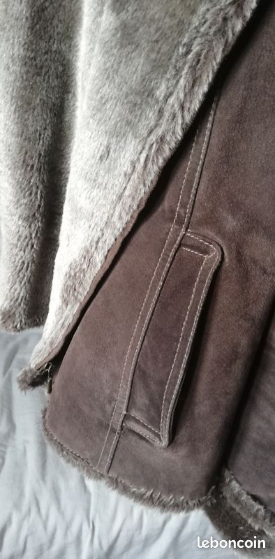Blouson Femme En Daim 100% Croûte De Porc - Marque Mexx, Taille 36, Couleur Beige - Occasion Très Bon état (TBEG)