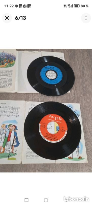 Lot de 5 très ancien 45 T , microsillon RONDES ,CONTES .... Des années 70 (image 8)
