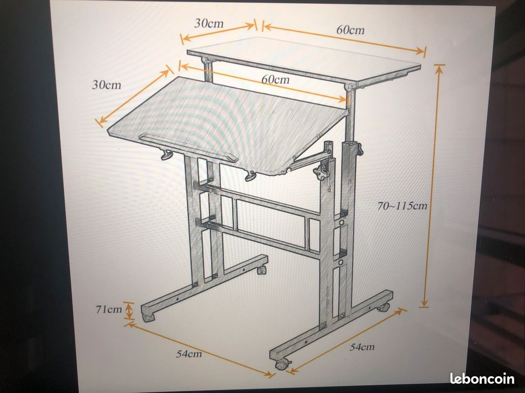 Meuble mobile ordinateur position assise / debout (image 4)