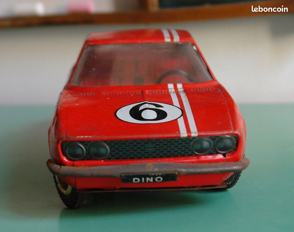 Fiat Dino Joustra – Jouet Ancien En Tôle, Boîte D'origine, Jamais Joué