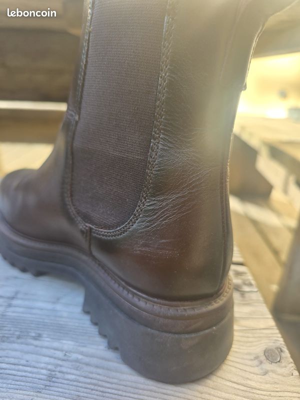 Bottines Chelsea cuir marron Texto - T37 - Semelle crantée (image 4)