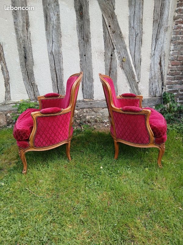 Fauteuil Baroque Louis XV/XVI Rose Velours - HTDECO / Decoloco - Neuf (Égypte)