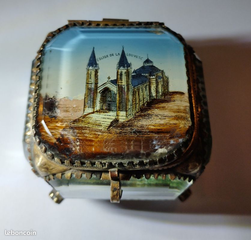 Broche Florale Ancienne En Verre Biseauté - Style Napoléon III / Victorian - Multicolore