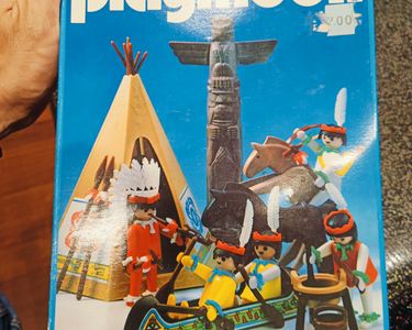 Playmobil Jardin Lot Playmobil Vintage Western/Indiens - Set 3483 Des Années 80, Avec Canoë, Chariot, Personnages Playmobil 3d