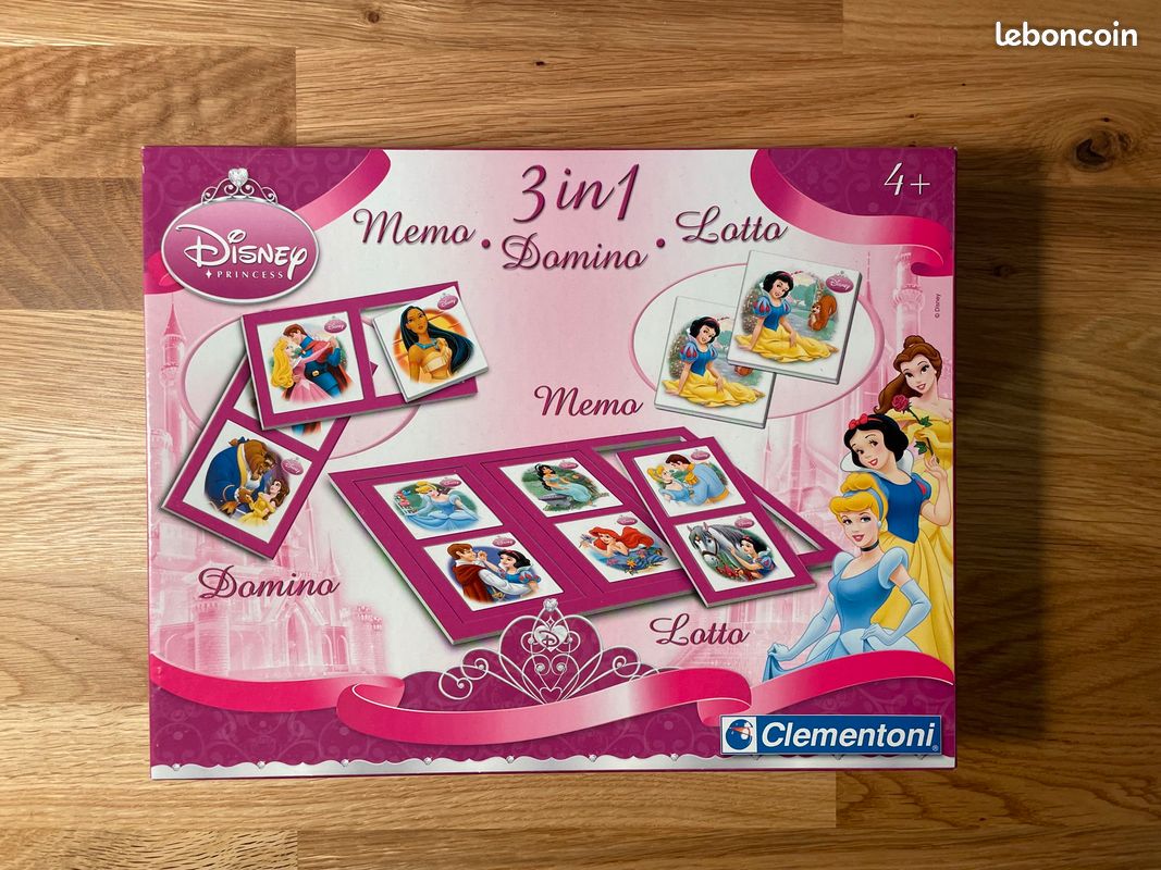 Jeu Princesses Disney 3 en 1 Memo Domino Loto Clementoni (image 1)