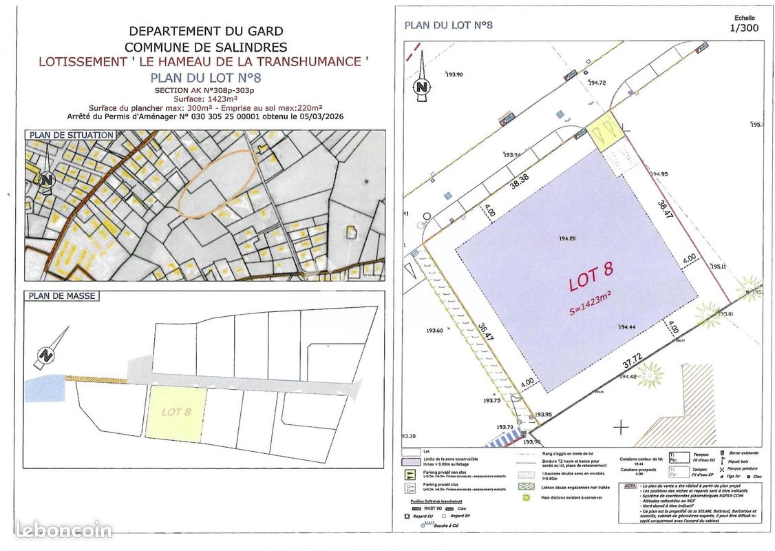Terrain 1423 m² · à Salindres · 1 423 m² · 128 000 €