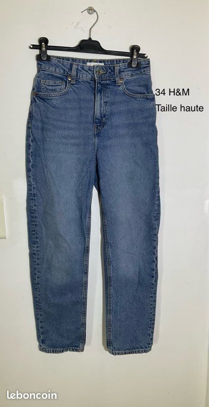 Jean mom femme 34 H&M taille haute neuf Vêtements