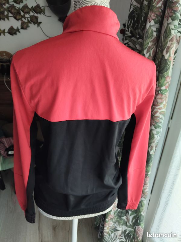 Gilet Sweat zippé rouge et noir Vintage Adidas Mixte taille S