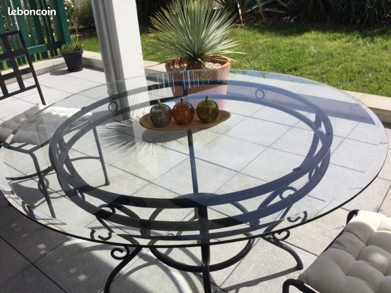 GOLDFAN Table Ronde avec 4 Chaises, Ensemble Table en Verre et Chaises Lot 4 Velours Gris