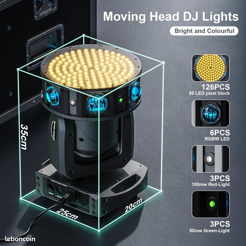 Lyre LED 100W Moving Head - Projecteur DJ RGBW 180° Rotation Pour Soirées Club