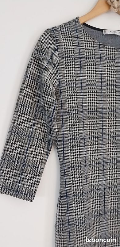 Jolie robe motifs pieds de poule Mango Vêtements