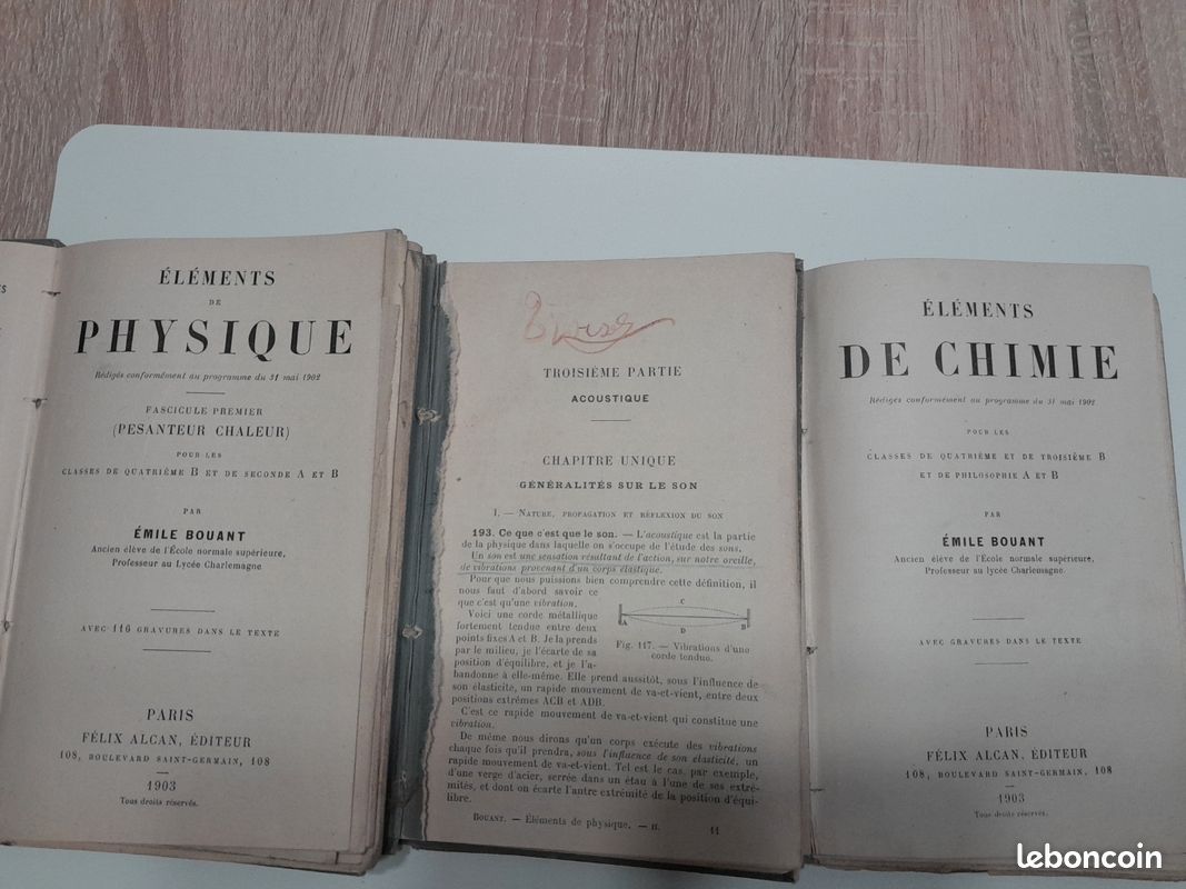 17 LIVRES ANCIENS : géométrie, sciences physiques et naturelles, chimie, arithmétique, français (image 4)