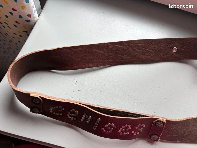 Ceinture Femme Simili Cuir Marron Avec Strass – Taille 102, Occasion