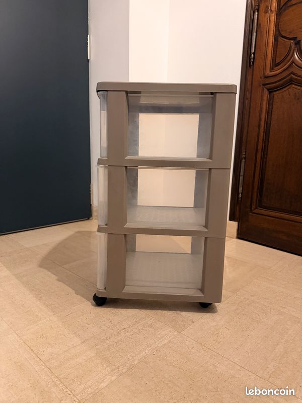 Etagère à tiroir en plastique sur roulette (image 3)