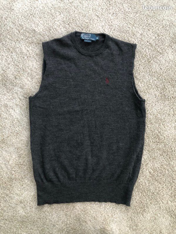 Pull Ralph Lauren sans manche gris (image 3)