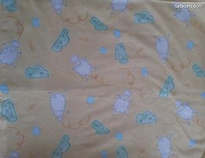 Coupon De Tissu Enfant 100% Coton - Motif Petits Chiens Et Landau - Dimensions 78x160 Cm
