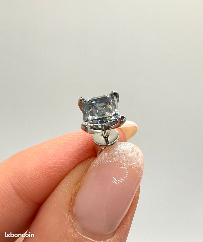 Boucles D'oreilles Pendantes En Argent 925 Avec Moissanites Bleutées - Fermoir Dormeuse - Neuf Sans Emballage