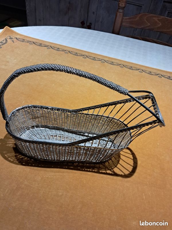 Panier Porte-bouteille Vintage – Métal Argenté – Déco Bar