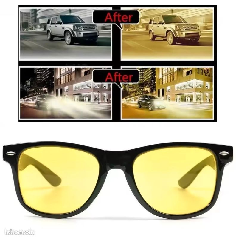 Lunettes De Conduite Nuit Myiaur - Verres Polarisés Jaunes Anti-éblouissement - Double Pont Métal - Pour Femme Et Homme