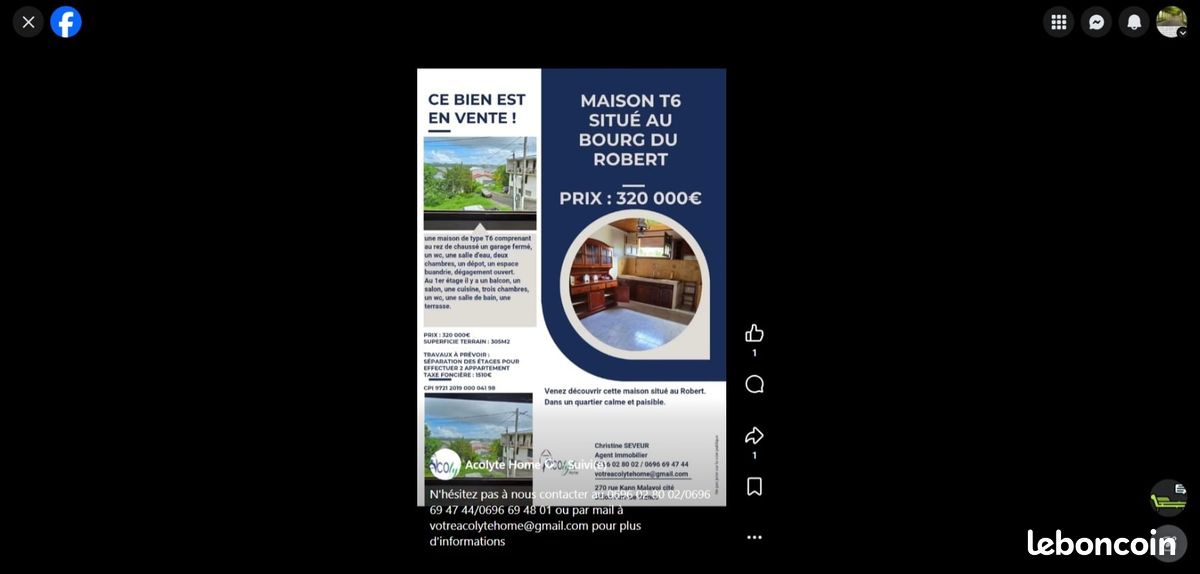 Maison 6 pièces 100 m² · à Le Robert · 100 m² · 320 000 €