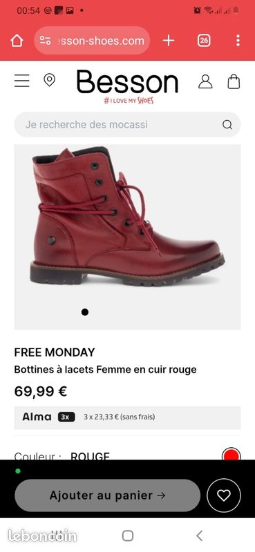 Botinnes à lacets Femme en cuir Prix neuf chez BESSON 69