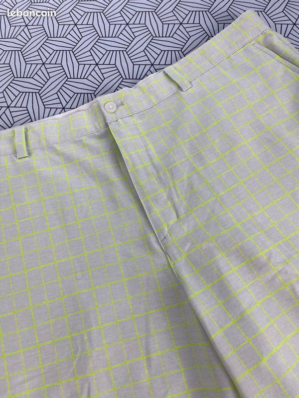 Short Nike golf blanc carreaux jaune fluo sport 38 - XL (image 3)