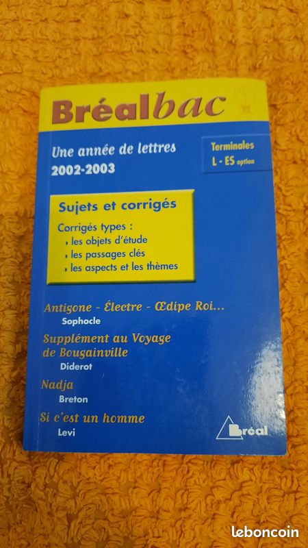 Une année de lettres 2002 et 2003 - Sujets et corrigés - Bréal Bac Terminale L/ES (image 1)
